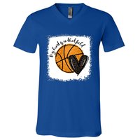 Bleached My Heart Is On That Field Basketball Game Day Vibes Cool Gift V-Neck T-Shirt