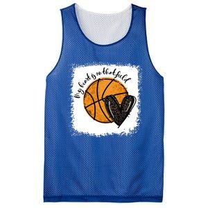 Bleached My Heart Is On That Field Basketball Game Day Vibes Cool Gift Mesh Reversible Basketball Jersey Tank