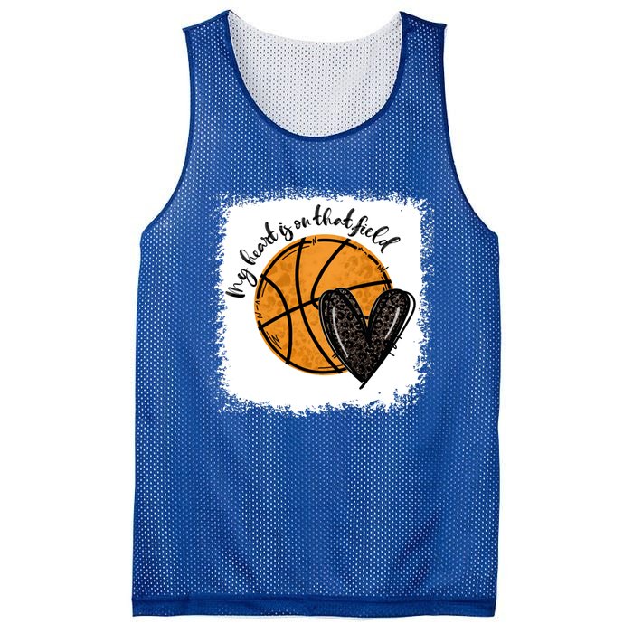 Bleached My Heart Is On That Field Basketball Game Day Vibes Cool Gift Mesh Reversible Basketball Jersey Tank