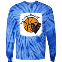 Bleached My Heart Is On That Field Basketball Game Day Vibes Cool Gift Tie-Dye Long Sleeve Shirt