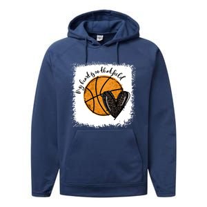 Bleached My Heart Is On That Field Basketball Game Day Vibes Cool Gift Performance Fleece Hoodie