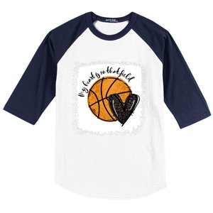 Bleached My Heart Is On That Field Basketball Game Day Vibes Cool Gift Baseball Sleeve Shirt