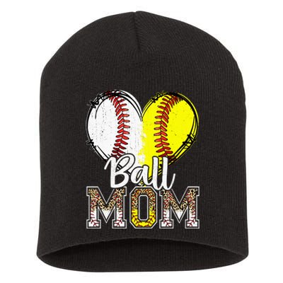 Ball Mom Heart Baseball Softball Mama Women Mothers Day Short Acrylic Beanie