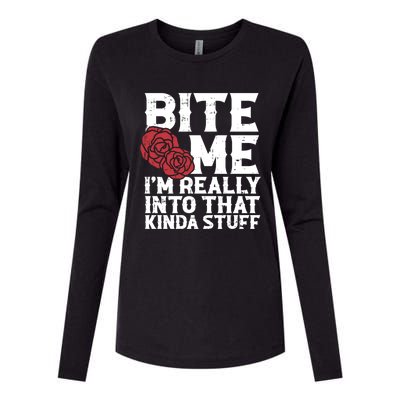 Bite Me Halloween Costume Funny Retro Sarcastic Humor Gift Womens Cotton Relaxed Long Sleeve T-Shirt