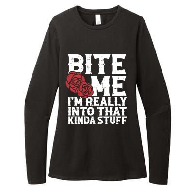 Bite Me Halloween Costume Funny Retro Sarcastic Humor Gift Womens CVC Long Sleeve Shirt