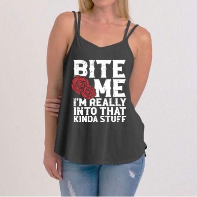 Bite Me Halloween Costume Funny Retro Sarcastic Humor Gift Women's Strappy Tank