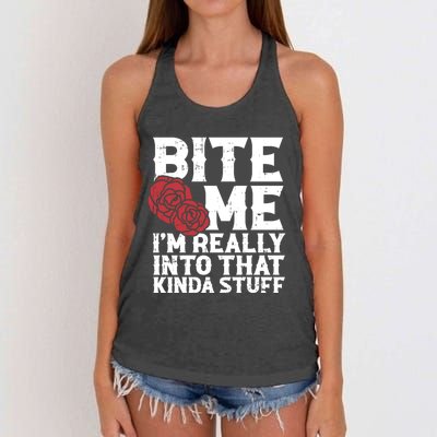 Bite Me Halloween Costume Funny Retro Sarcastic Humor Gift Women's Knotted Racerback Tank