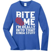 Bite Me Halloween Costume Funny Retro Sarcastic Humor Gift Ladies Long Sleeve Shirt