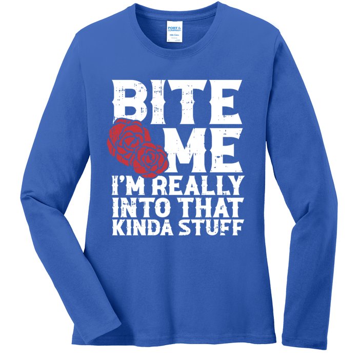 Bite Me Halloween Costume Funny Retro Sarcastic Humor Gift Ladies Long Sleeve Shirt