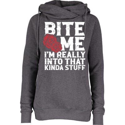 Bite Me Halloween Costume Funny Retro Sarcastic Humor Gift Womens Funnel Neck Pullover Hood