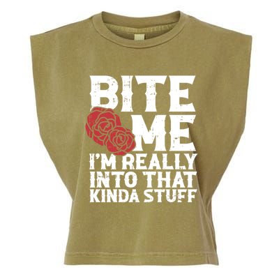 Bite Me Halloween Costume Funny Retro Sarcastic Humor Gift Garment-Dyed Women's Muscle Tee