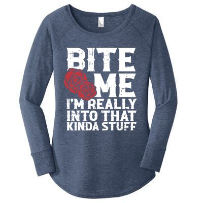 Bite Me Halloween Costume Funny Retro Sarcastic Humor Gift Women's Perfect Tri Tunic Long Sleeve Shirt