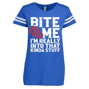 Bite Me Halloween Costume Funny Retro Sarcastic Humor Gift Enza Ladies Jersey Football T-Shirt