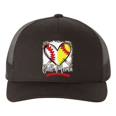 Ball Mema Heart Funny Softball Baseball Yupoong Adult 5-Panel Trucker Hat