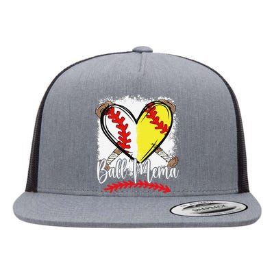 Ball Mema Heart Funny Softball Baseball Flat Bill Trucker Hat