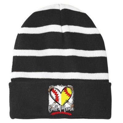 Ball Mema Heart Funny Softball Baseball Striped Beanie with Solid Band