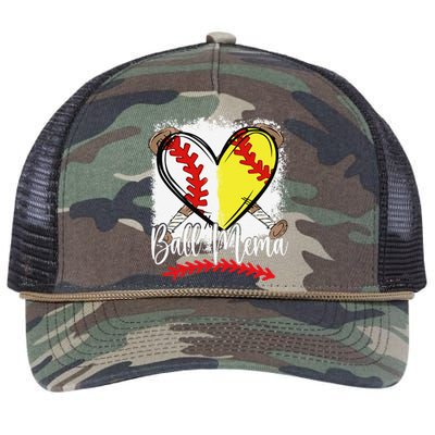 Ball Mema Heart Funny Softball Baseball Retro Rope Trucker Hat Cap