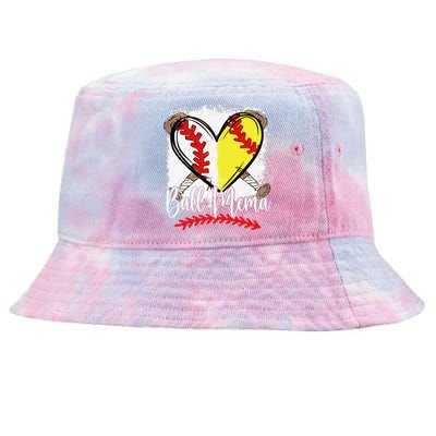 Ball Mema Heart Funny Softball Baseball Tie-Dyed Bucket Hat