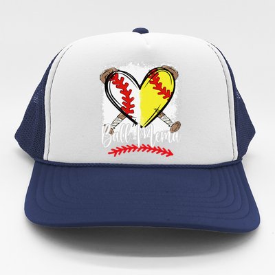 Ball Mema Heart Funny Softball Baseball Trucker Hat