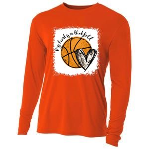 Bleached My Heart Is On That Field Basketball Game Day Vibes Great Gift Cooling Performance Long Sleeve Crew