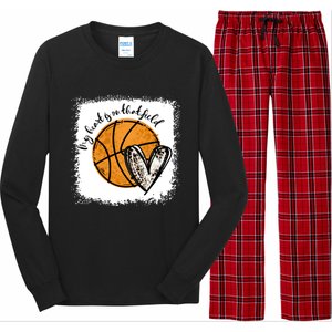 Bleached My Heart Is On That Field Basketball Game Day Vibes Great Gift Long Sleeve Pajama Set