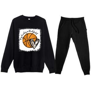 Bleached My Heart Is On That Field Basketball Game Day Vibes Great Gift Premium Crewneck Sweatsuit Set