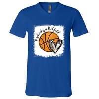 Bleached My Heart Is On That Field Basketball Game Day Vibes Great Gift V-Neck T-Shirt