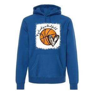 Bleached My Heart Is On That Field Basketball Game Day Vibes Great Gift Premium Hoodie