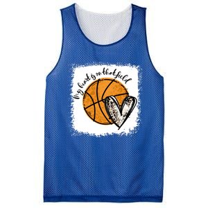 Bleached My Heart Is On That Field Basketball Game Day Vibes Great Gift Mesh Reversible Basketball Jersey Tank