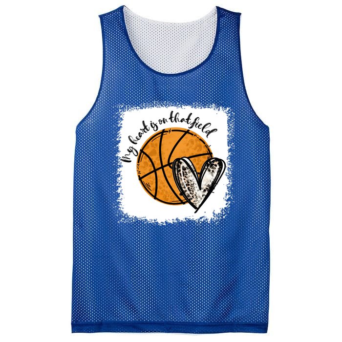 Bleached My Heart Is On That Field Basketball Game Day Vibes Great Gift Mesh Reversible Basketball Jersey Tank