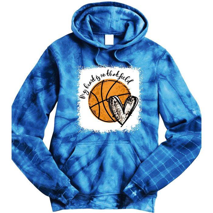 Bleached My Heart Is On That Field Basketball Game Day Vibes Great Gift Tie Dye Hoodie