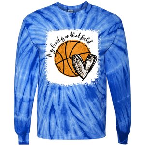 Bleached My Heart Is On That Field Basketball Game Day Vibes Great Gift Tie-Dye Long Sleeve Shirt