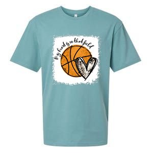 Bleached My Heart Is On That Field Basketball Game Day Vibes Great Gift Sueded Cloud Jersey T-Shirt