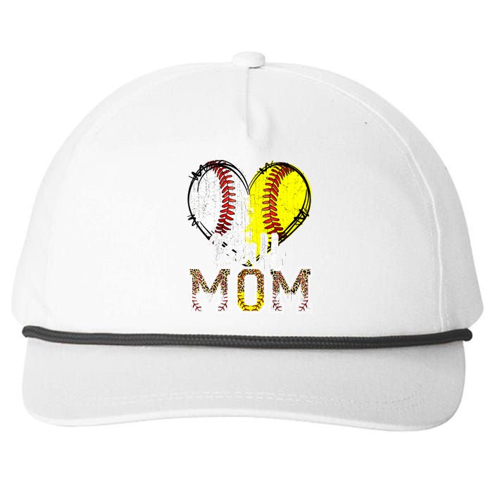 Ball Mom Heart Baseball Softball Mama Women Mothers Day 2024 Snapback Five-Panel Rope Hat