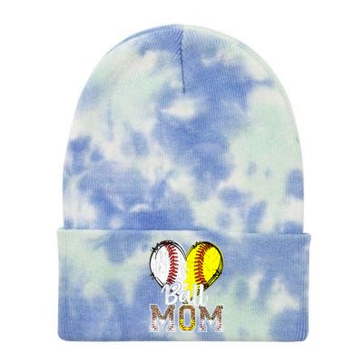 Ball Mom Heart Baseball Softball Mama Women Mothers Day 2024 Tie Dye 12in Knit Beanie