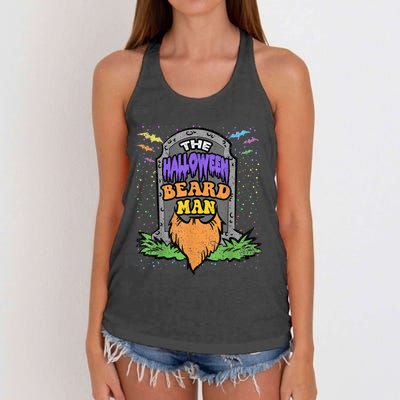 Beard Man Halloween Costume Funny Bearded Facial Hair Women's Knotted Racerback Tank