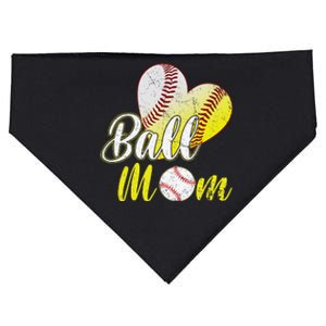 Ball Mom Heart Baseball Softball Mom Mama Mother's Day USA-Made Doggie Bandana