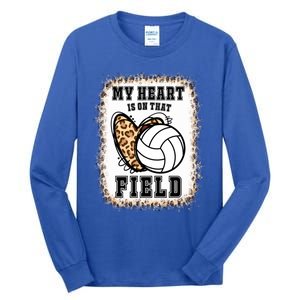 Bleached My Heart Is On That Field Volleyball Game Day Vibes Cool Gift Tall Long Sleeve T-Shirt