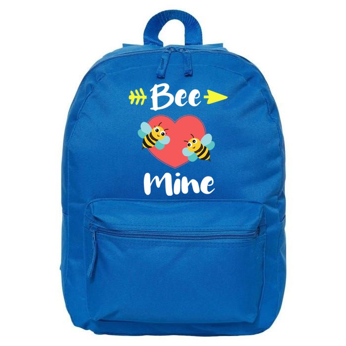 Bee Mine Heart Joke Pun Funny Valentines Day Gift Cute Gift 16 in Basic Backpack