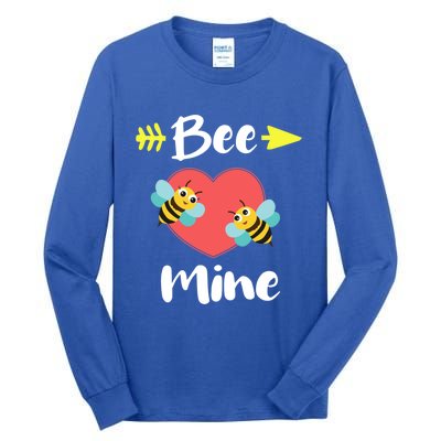 Bee Mine Heart Joke Pun Funny Valentines Day Gift Cute Gift Tall Long Sleeve T-Shirt