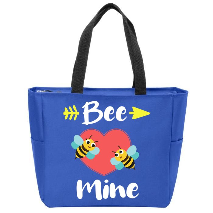 Bee Mine Heart Joke Pun Funny Valentines Day Gift Cute Gift Zip Tote Bag