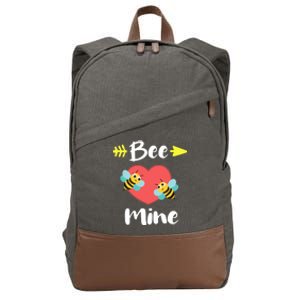 Bee Mine Heart Joke Pun Funny Valentines Day Gift Cute Gift Cotton Canvas Backpack