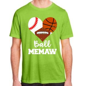 Ball Memaw Heart Funny Baseball Basketball Football Memaw Gift Adult ChromaSoft Performance T-Shirt