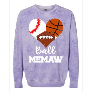 Ball Memaw Heart Funny Baseball Basketball Football Memaw Gift Colorblast Crewneck Sweatshirt