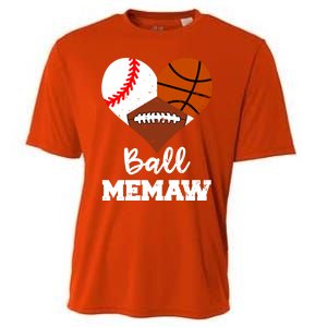 Ball Memaw Heart Funny Baseball Basketball Football Memaw Gift Cooling Performance Crew T-Shirt