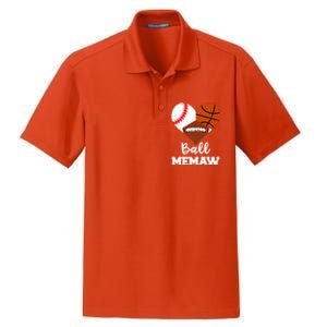 Ball Memaw Heart Funny Baseball Basketball Football Memaw Gift Dry Zone Grid Polo