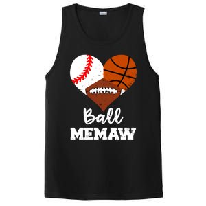 Ball Memaw Heart Funny Baseball Basketball Football Memaw Gift PosiCharge Competitor Tank