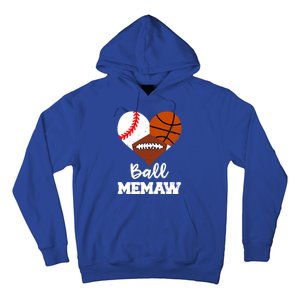 Ball Memaw Heart Funny Baseball Basketball Football Memaw Gift Hoodie