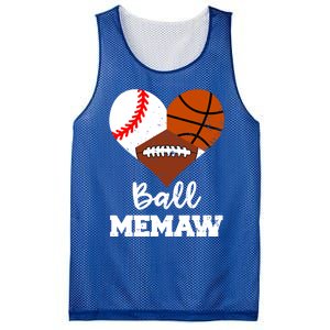 Ball Memaw Heart Funny Baseball Basketball Football Memaw Gift Mesh Reversible Basketball Jersey Tank