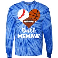 Ball Memaw Heart Funny Baseball Basketball Football Memaw Gift Tie-Dye Long Sleeve Shirt